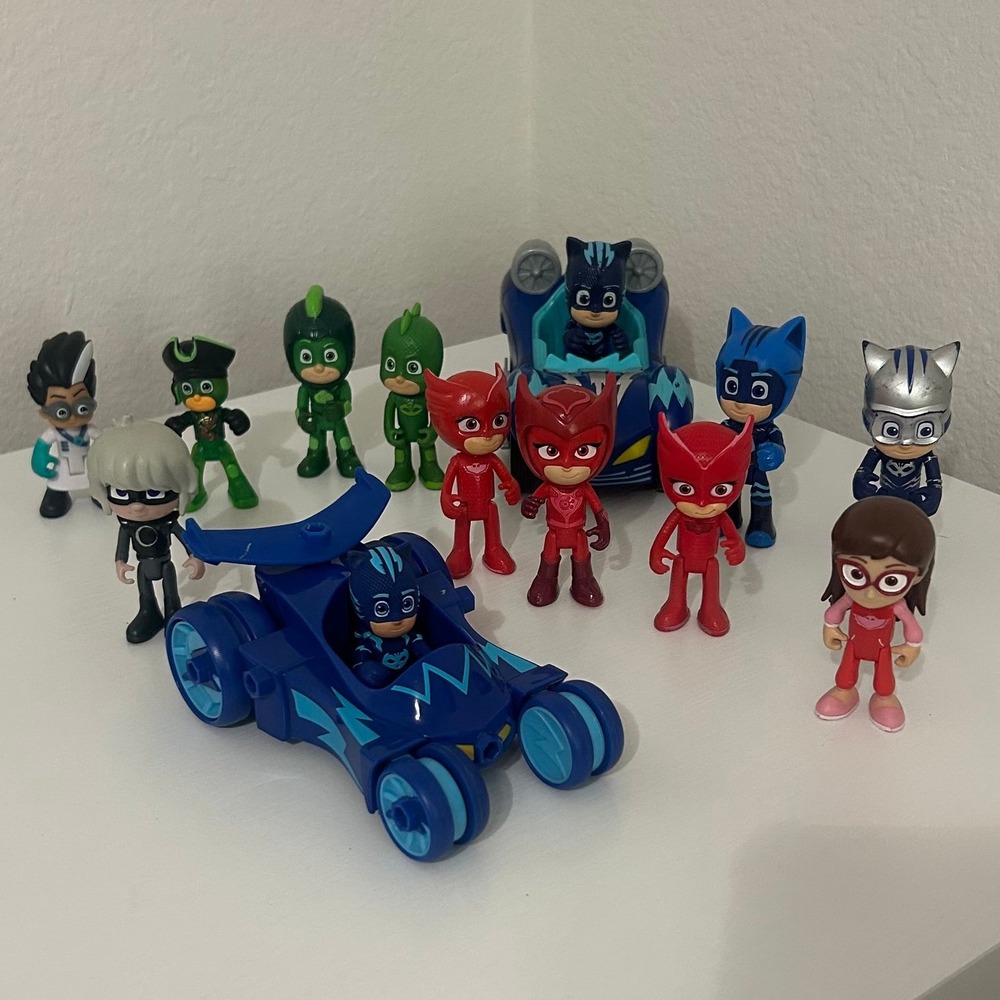 Kids PJ Masks Toy Lot (13 Figures & 2 Vehicles)
